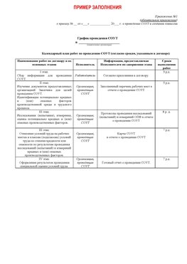 Пример заполнения графика (График проведения СОУТ) Комсомольск-на-Амуре Аттестация рабочих мест